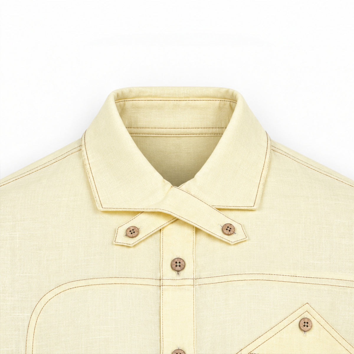 Kara - Cross-collar Shirt - Butter Yellow For Women