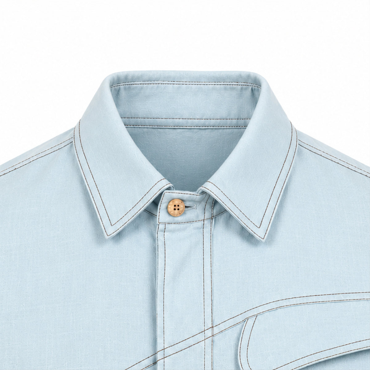 Kara - Saddle-stitch Shirt - Powder Blue For Men