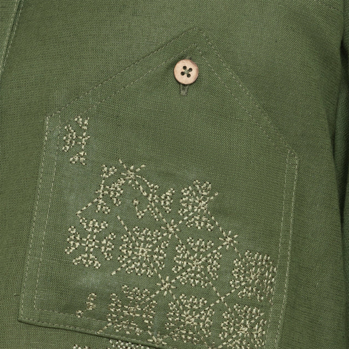 Kara - Cross-collar Shirt - Olive Green For Women