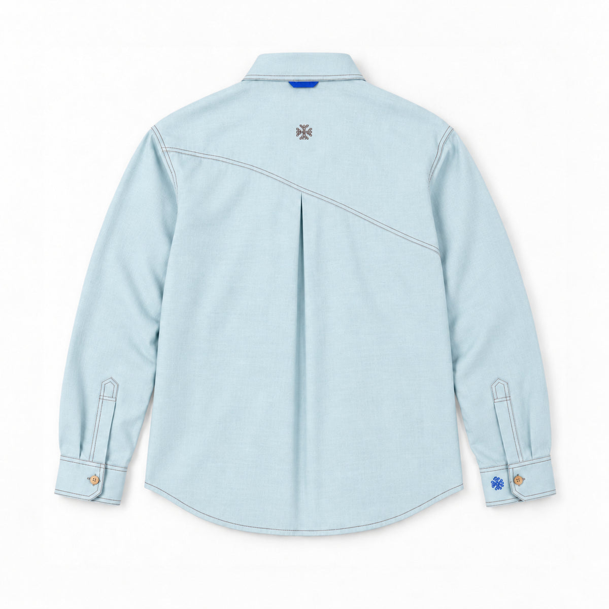 Kara - Saddle-stitch Shirt - Powder Blue For Men
