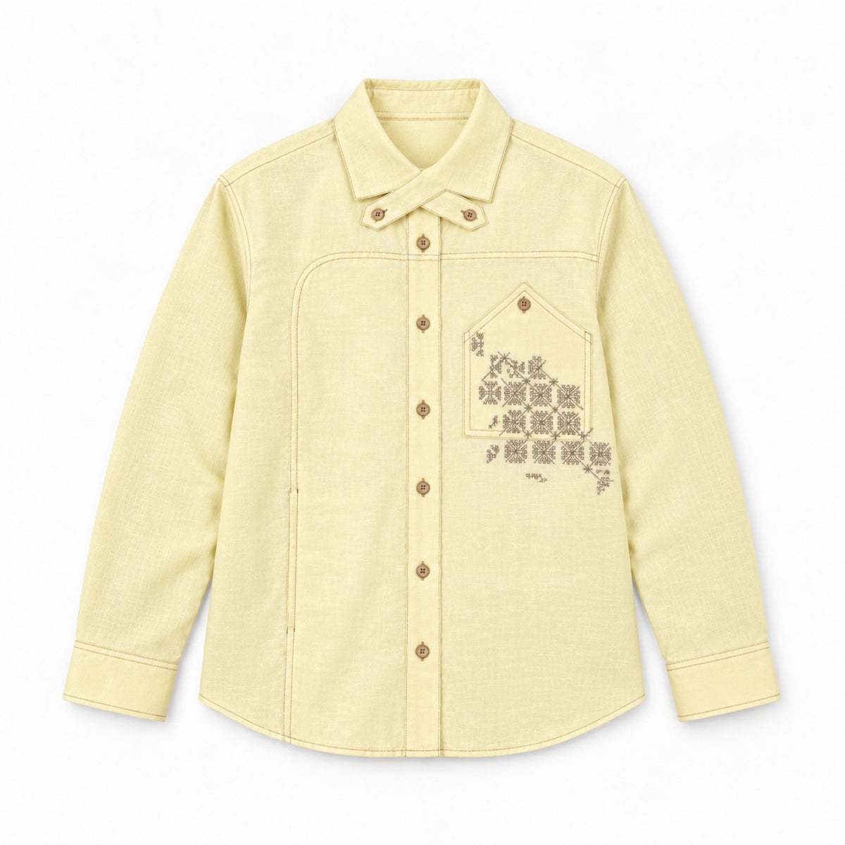Kara - Cross-collar Shirt - Butter Yellow For Women