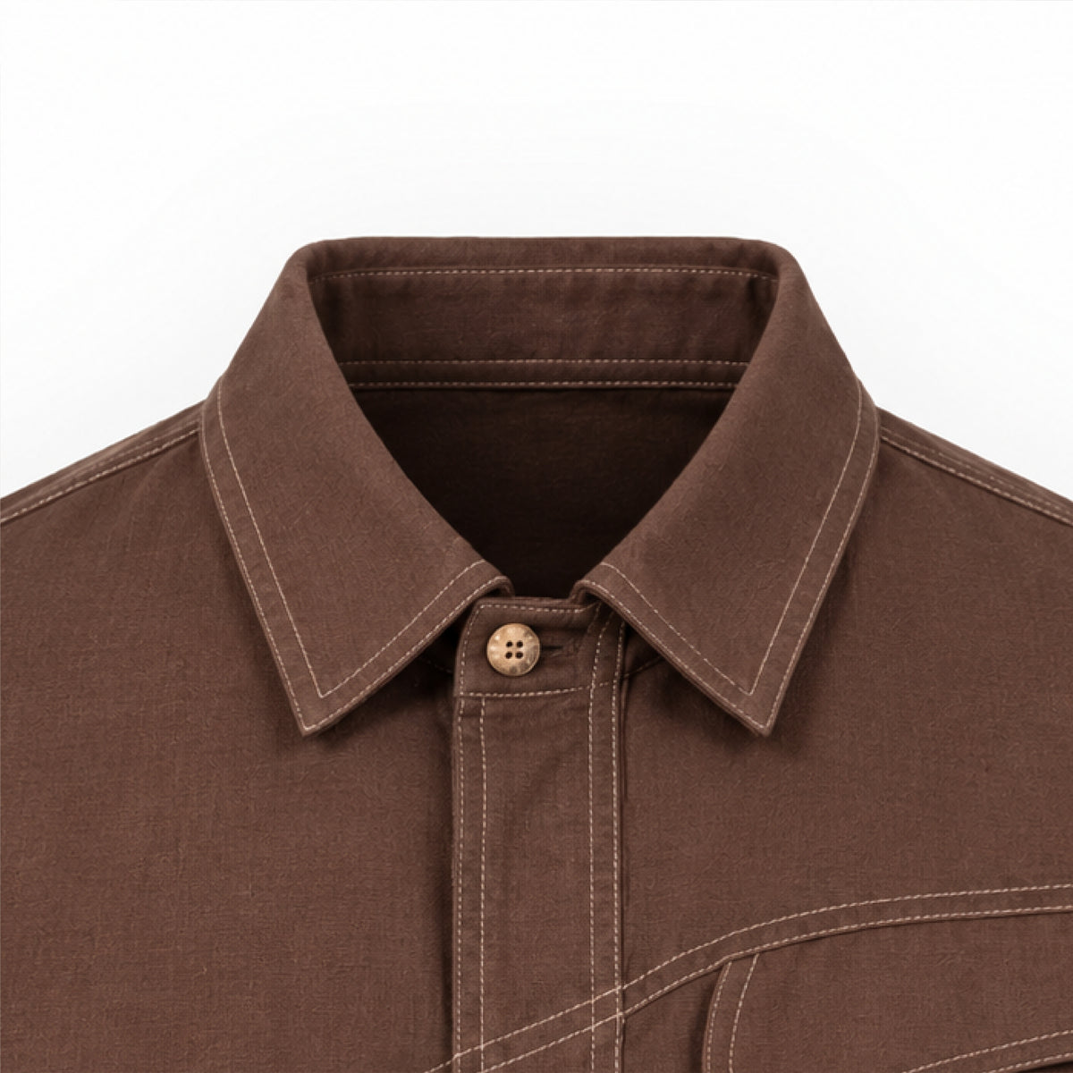 Kara - Saddle-stitch Shirt - Dark Brown For Men