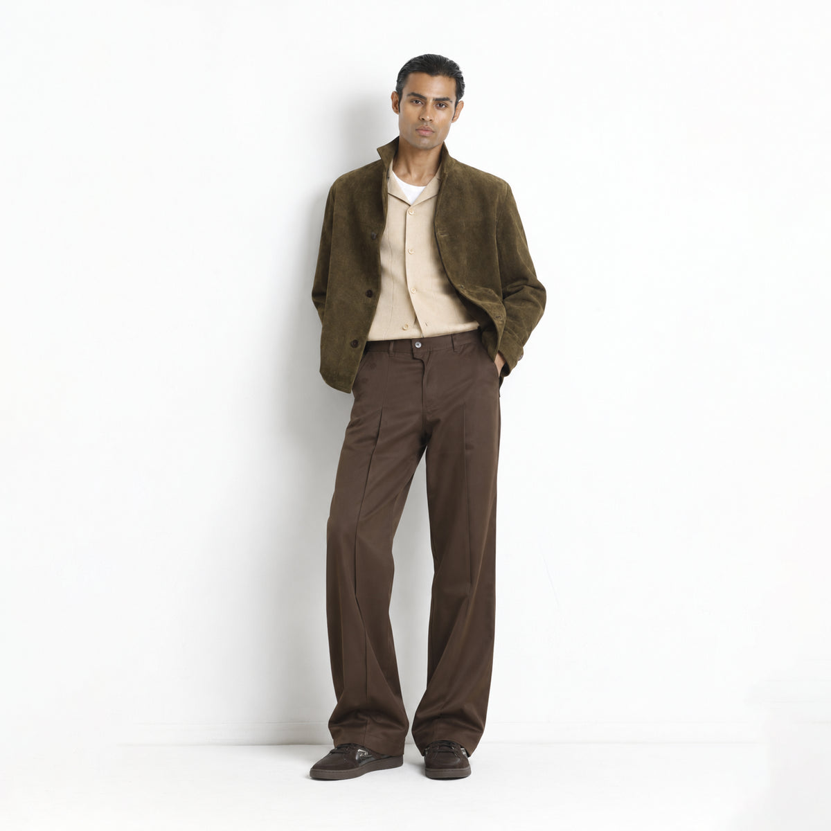 Kara - Pleat Trouser - Dark Brown For Men