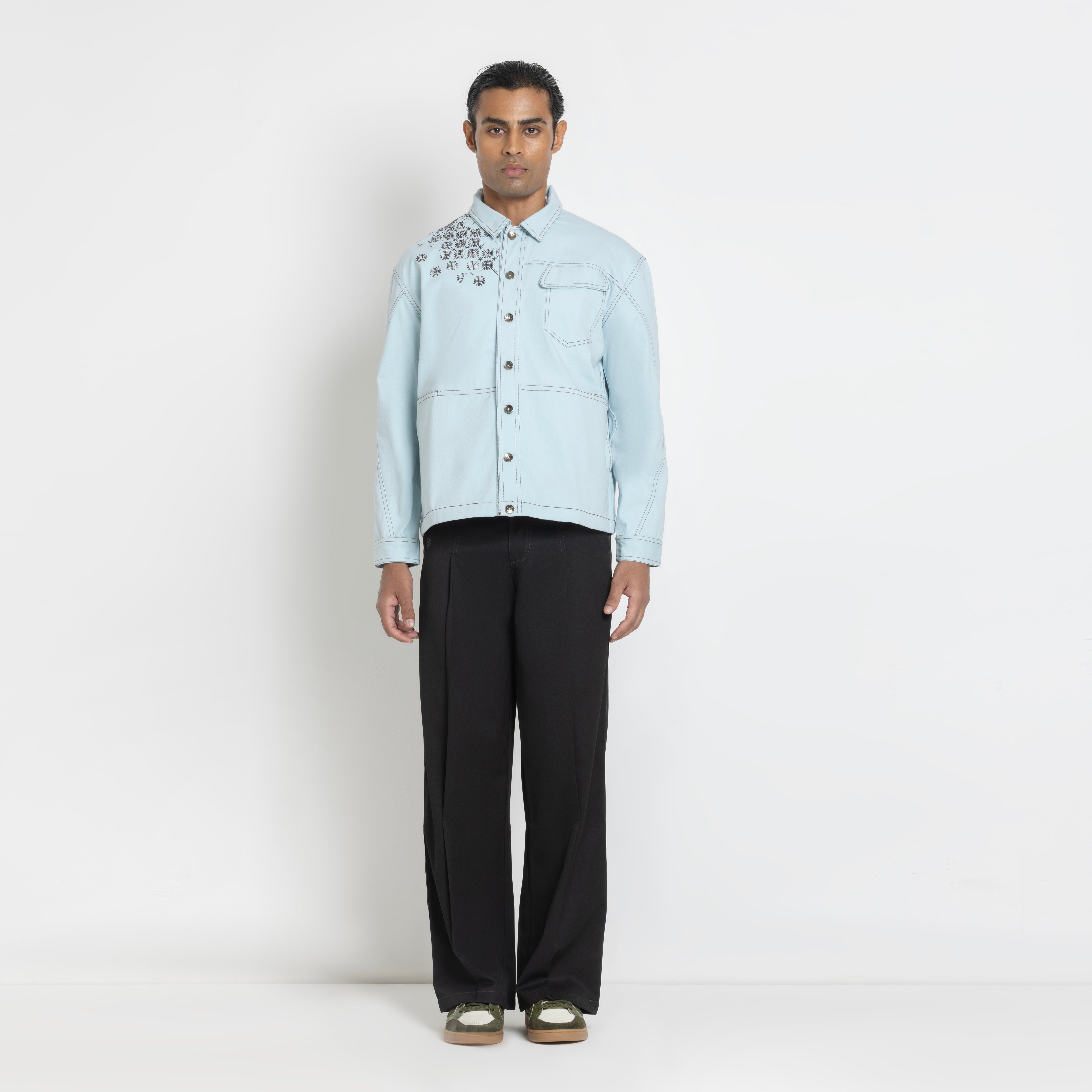 Kara - Utility Shacket - Powder Blue (Unisex)