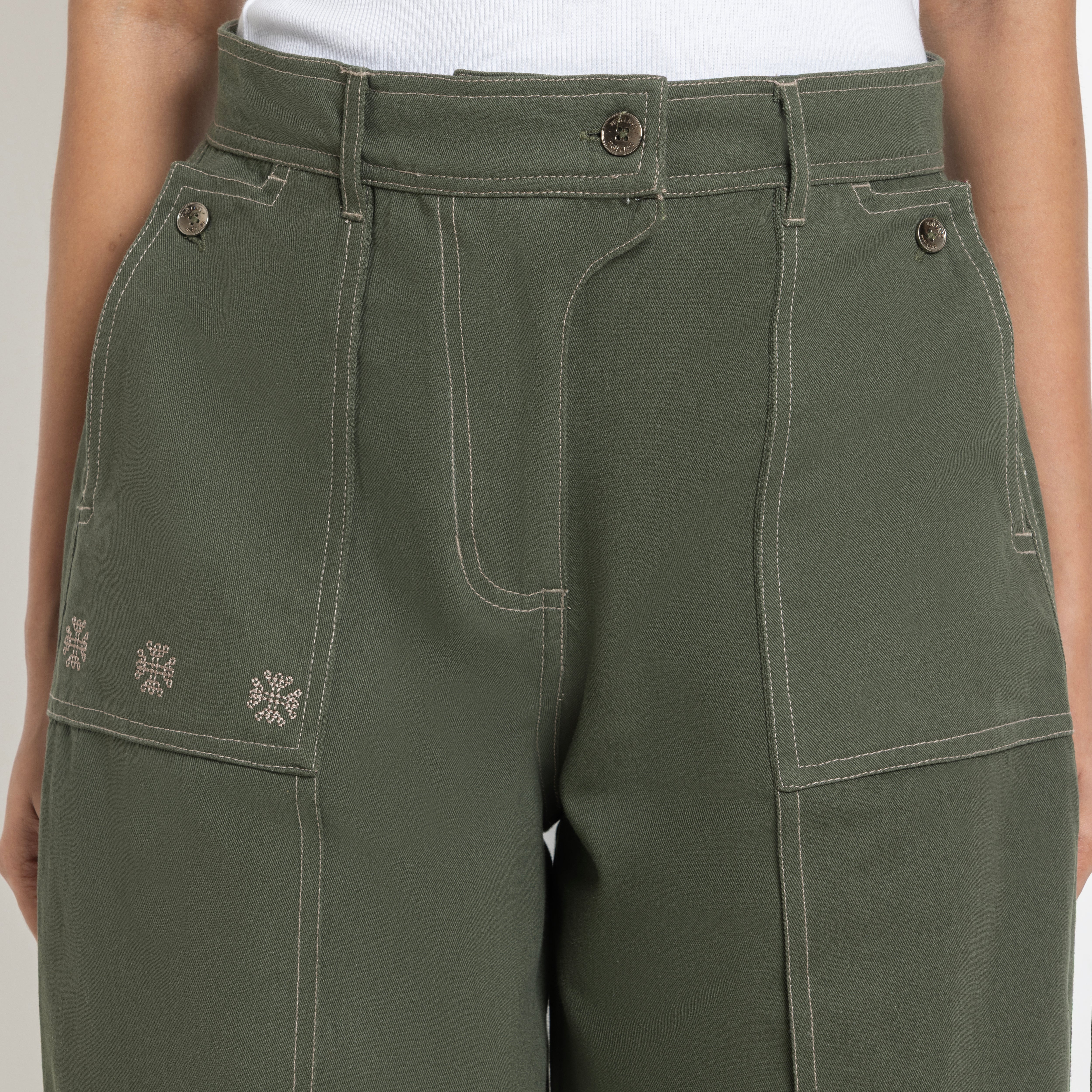Kara - Pintuck Pant - Olive Green For Women