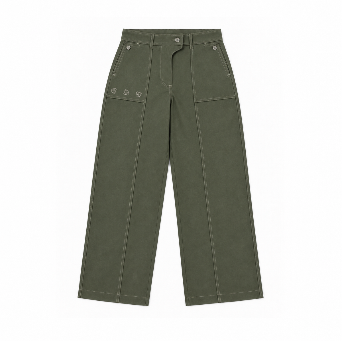 Kara - Pintuck Pant - Olive Green For Women