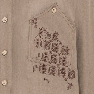 Kara - Cross-collar Shirt - Brown For Women