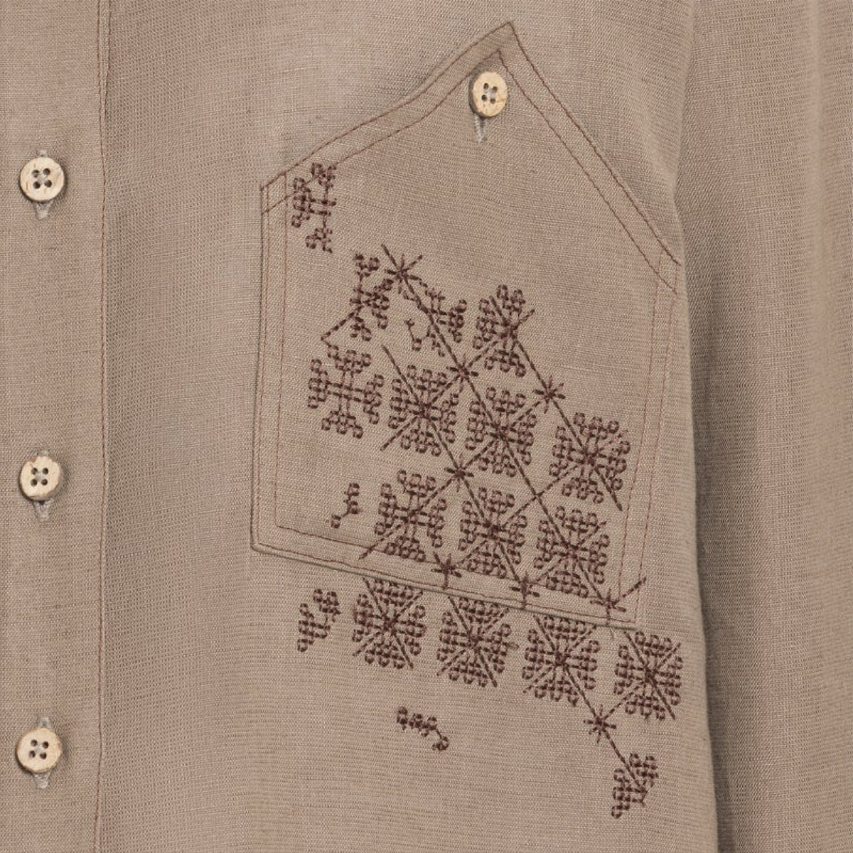Kara - Cross-collar Shirt - Brown For Women