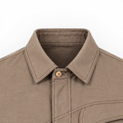 Kara - Saddle-stitch Shirt - Light Brown For Men
