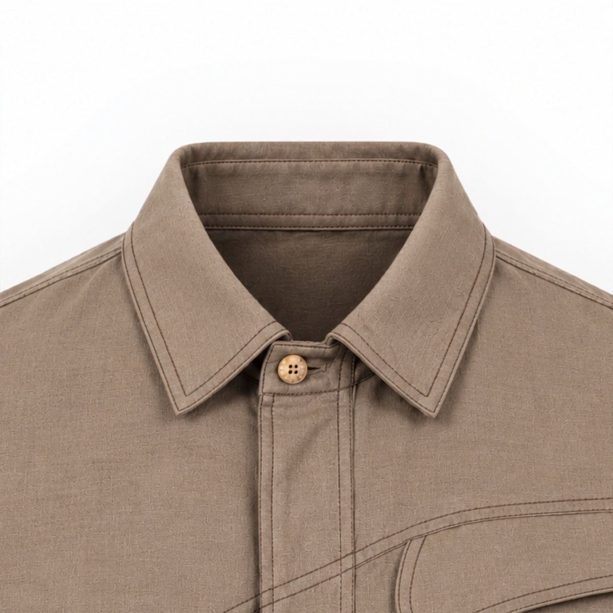 Kara - Saddle-stitch Shirt - Light Brown For Men