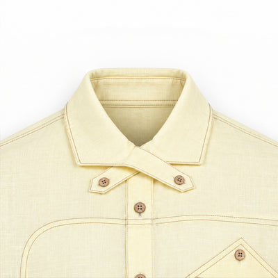 Kara - Cross-collar Shirt - Butter Yellow For Women