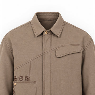 Kara - Saddle-stitch Shirt - Light Brown For Men