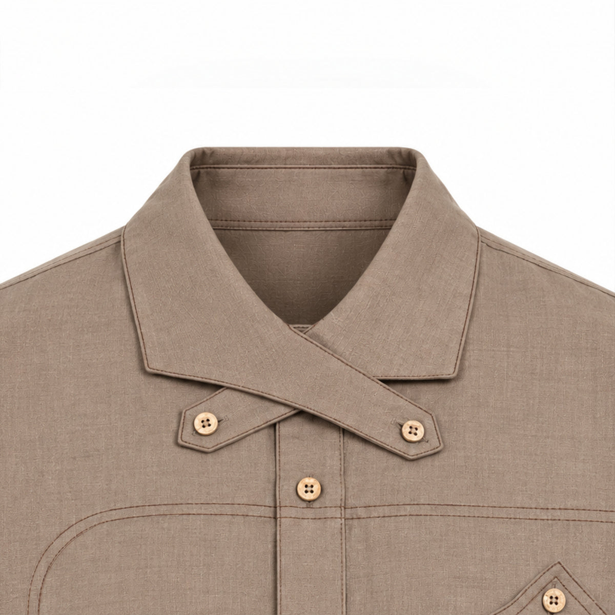 Kara - Cross-collar Shirt - Brown For Women