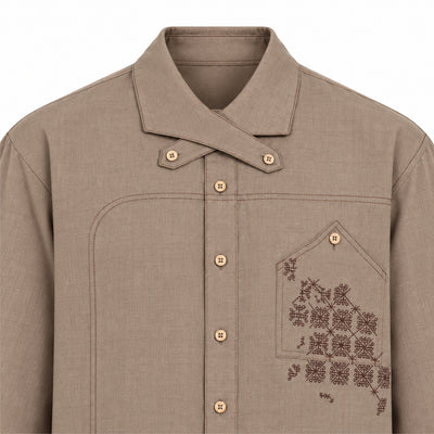 Kara - Cross-collar Shirt - Brown For Women