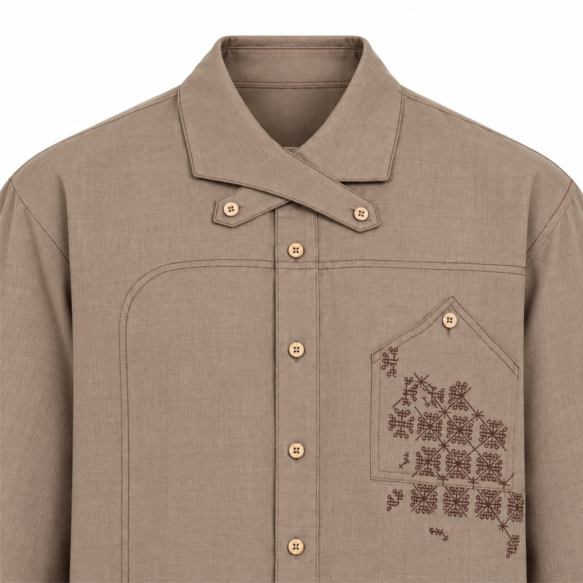 Kara - Cross-collar Shirt - Brown For Women