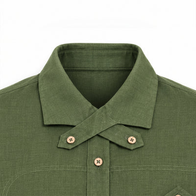 Kara - Cross-collar Shirt - Olive Green For Women