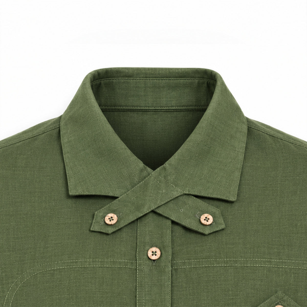Kara - Cross-collar Shirt - Olive Green For Women