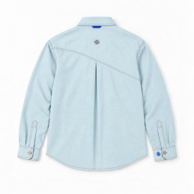 Kara - Saddle-stitch Shirt - Powder Blue For Men