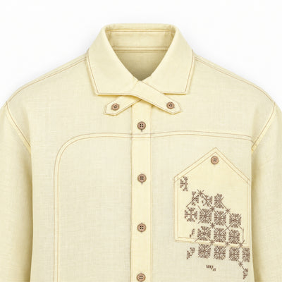 Kara - Cross-collar Shirt - Butter Yellow For Women