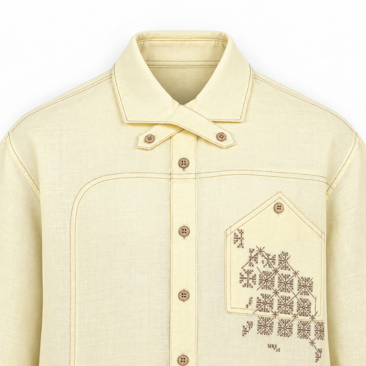 Kara - Cross-collar Shirt - Butter Yellow For Women