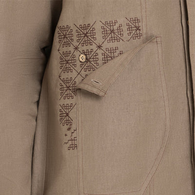 Kara - Saddle-stitch Shirt - Light Brown For Men