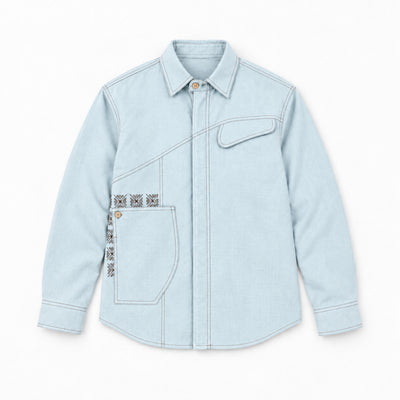 Kara - Saddle-stitch Shirt - Powder Blue For Men