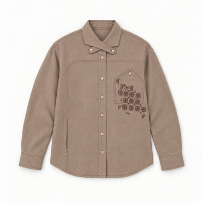 Kara - Cross-collar Shirt - Brown For Women