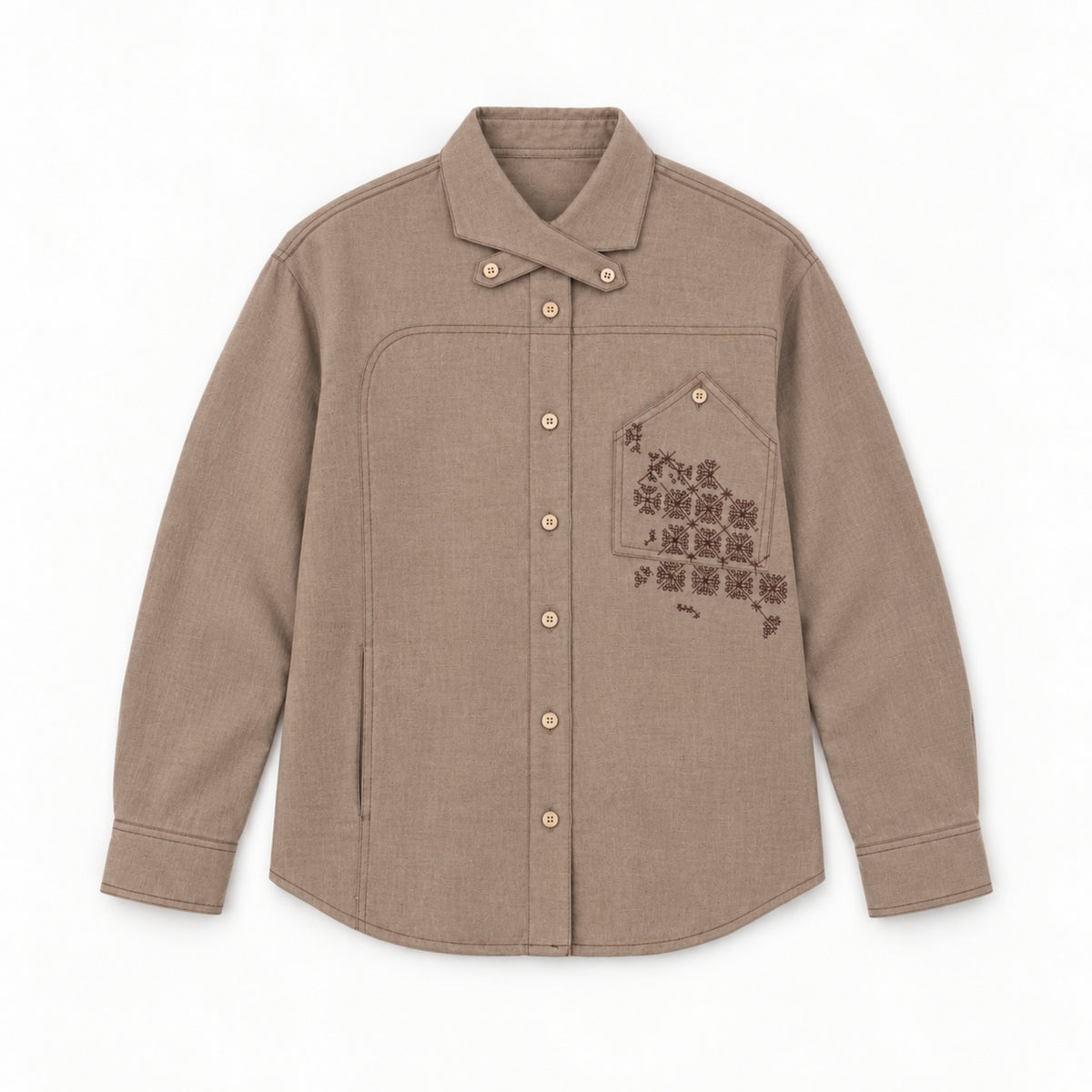 Kara - Cross-collar Shirt - Brown For Women