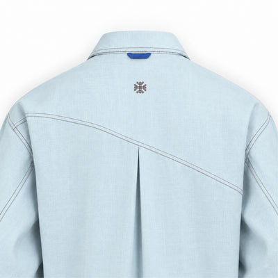 Kara - Saddle-stitch Shirt - Powder Blue For Men