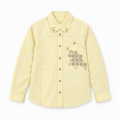 Kara - Cross-collar Shirt - Butter Yellow For Women