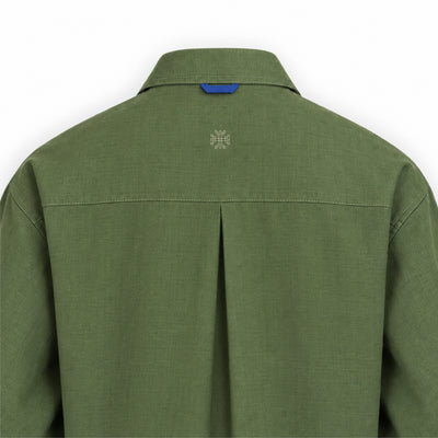 Kara - Cross-collar Shirt - Olive Green For Women
