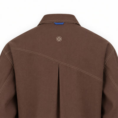 Kara - Saddle-stitch Shirt - Dark Brown For Men