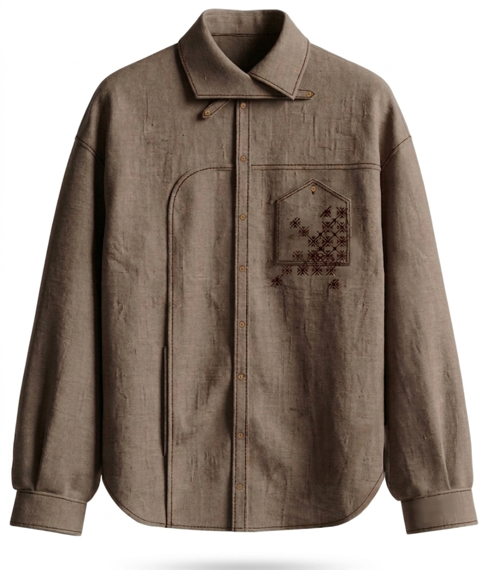 Kara - Cross-collar Shirt - Brown For Women