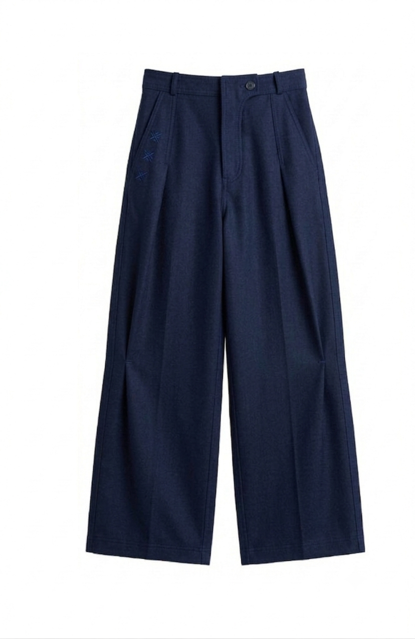 Kara - Pleat Trouser - Navy For Women