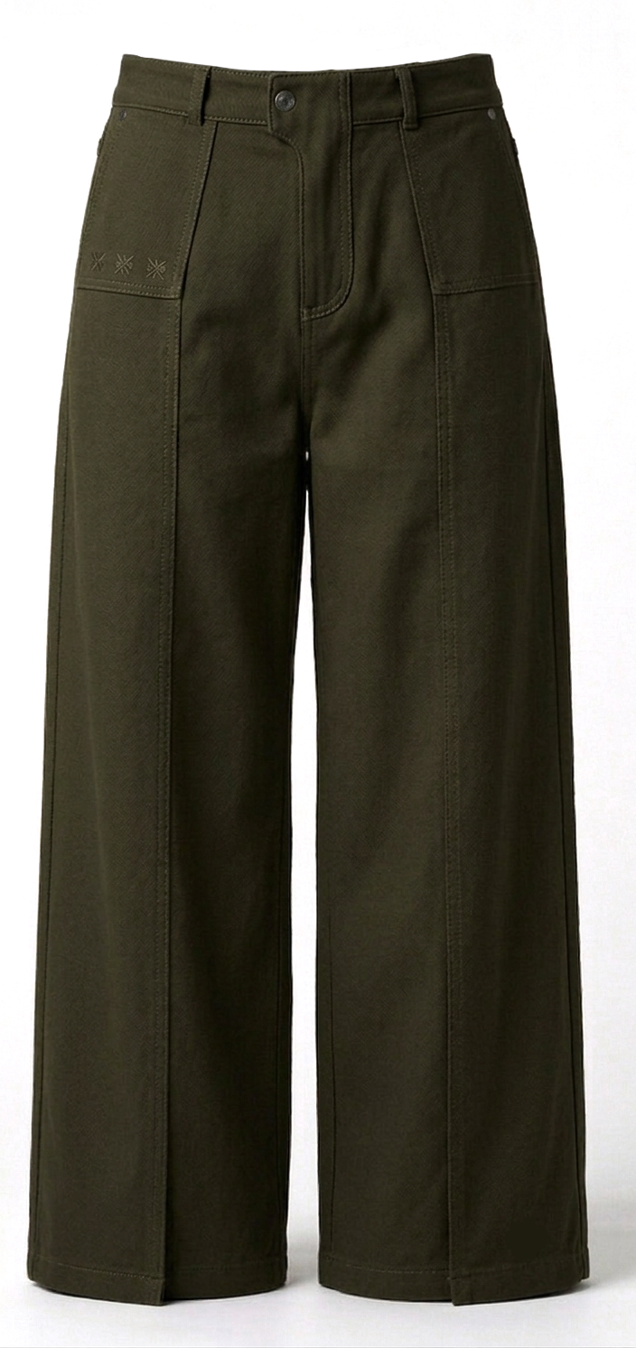Kara - Pintuck Pant - Olive Green For Women
