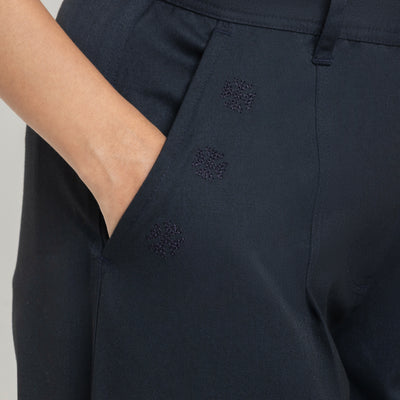 Kara - Pleat Trouser - Navy For Women