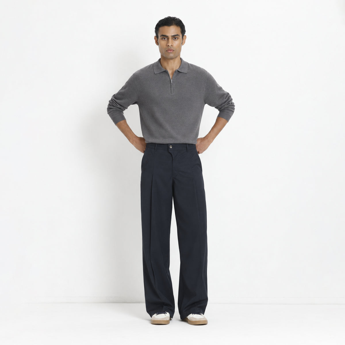 Kara - Pleat Trouser - Navy For Men