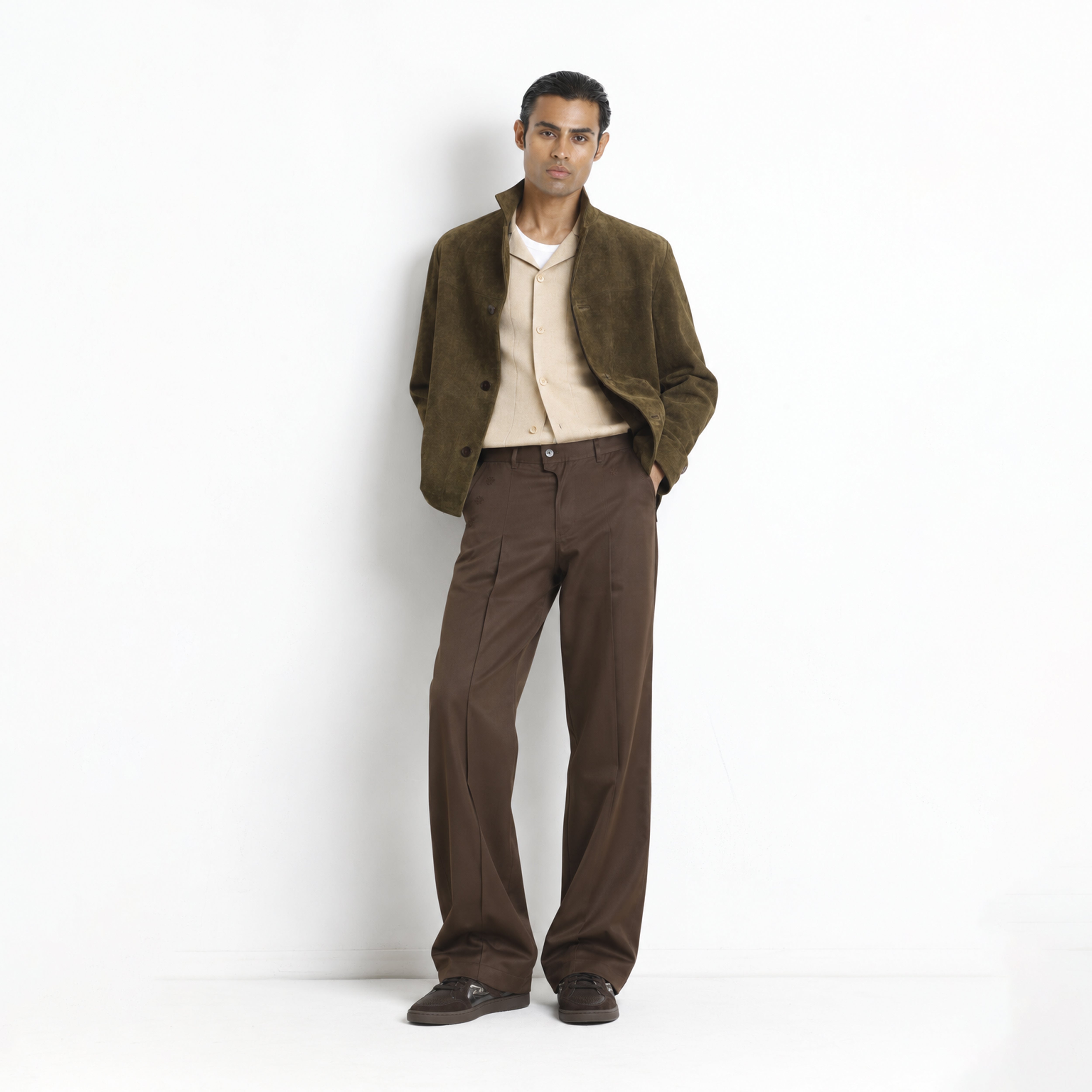 Kara - Pleat Trouser - Dark Brown For Men