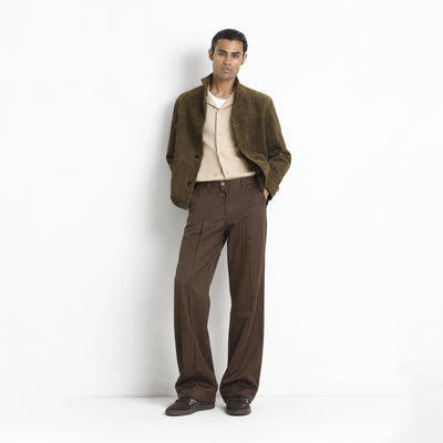 Kara - Pleat Trouser - Dark Brown For Men