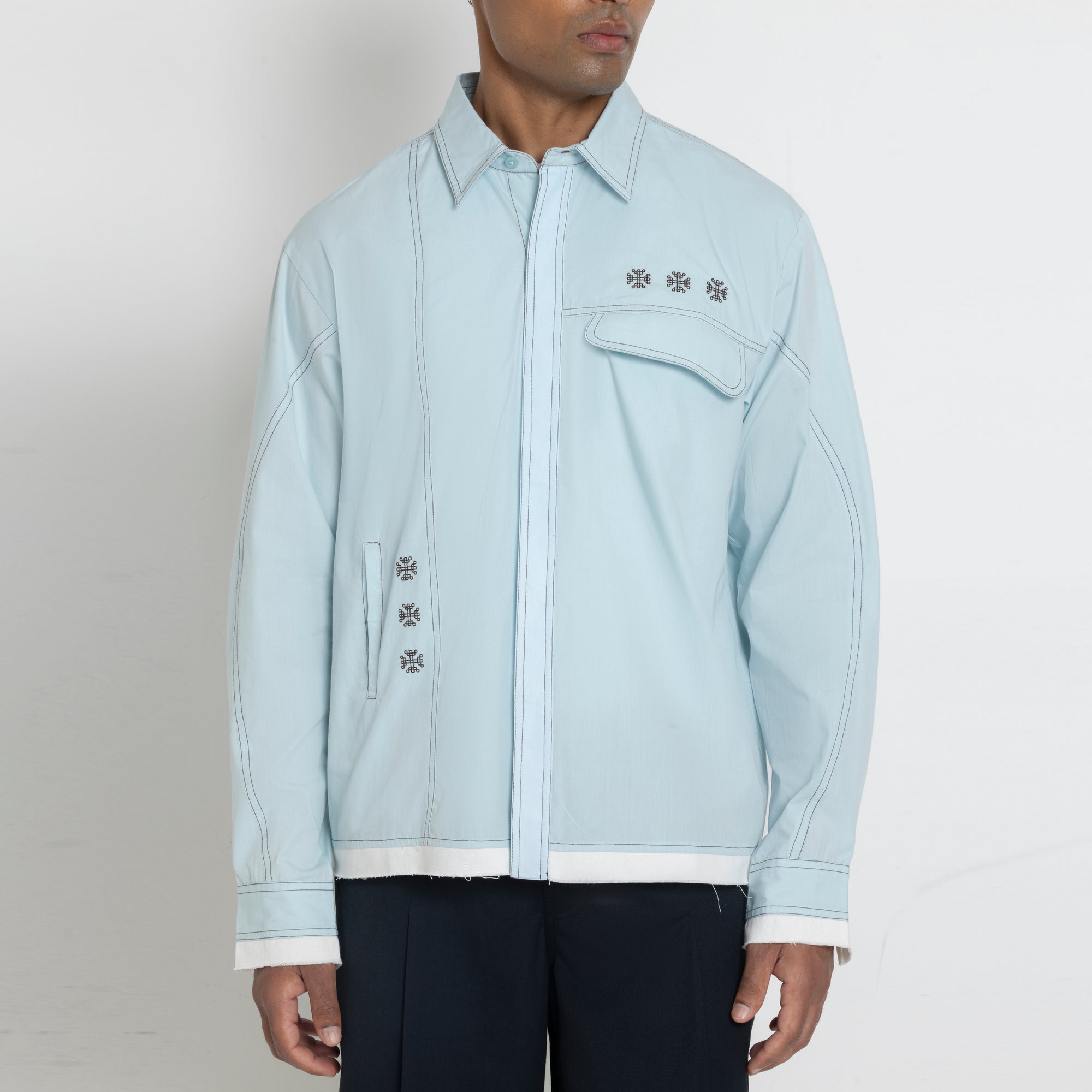 Kara - Deconstructed shirt - Powder Blue For Men