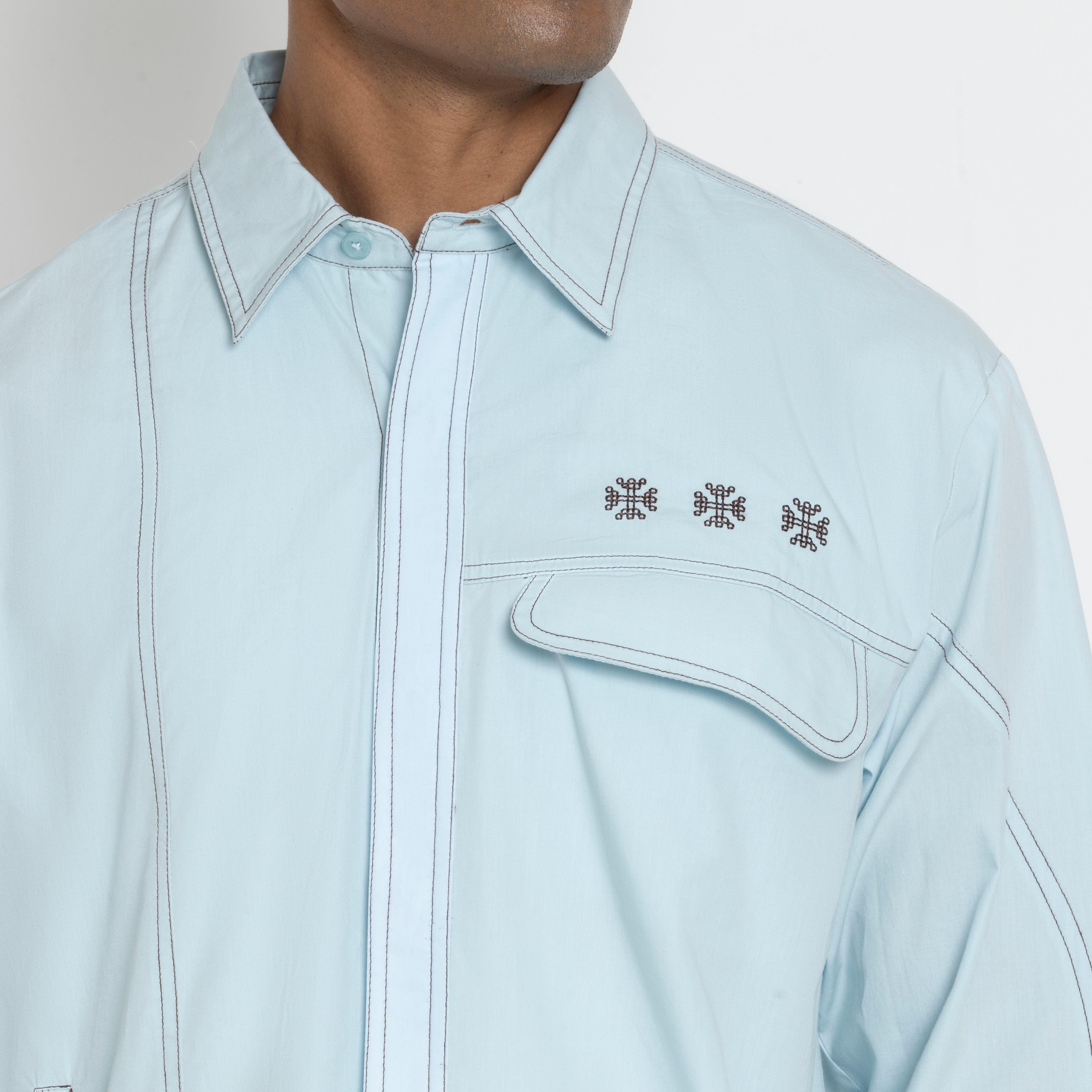 Kara - Deconstructed shirt - Powder Blue For Men