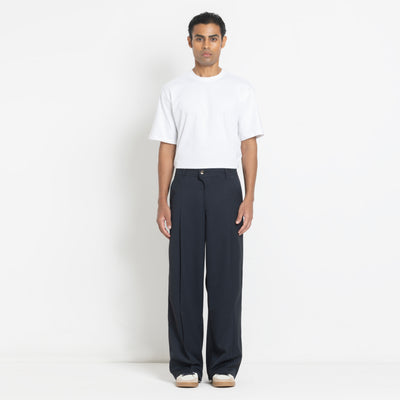 Kara - Pleat Trouser - Navy For Men