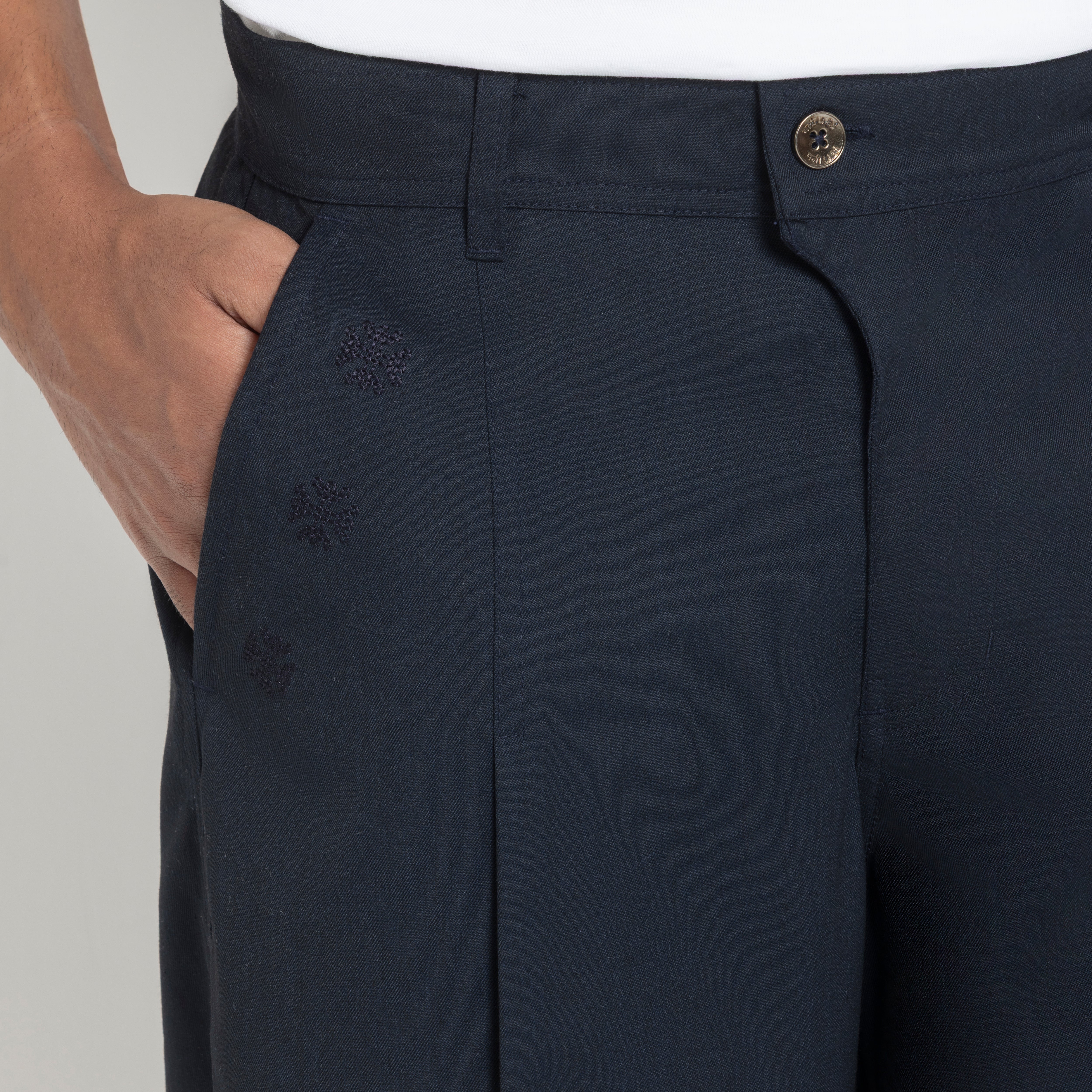 Kara - Pleat Trouser - Navy For Men