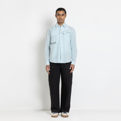 Kara - Saddle-stitch Shirt - Powder Blue For Men