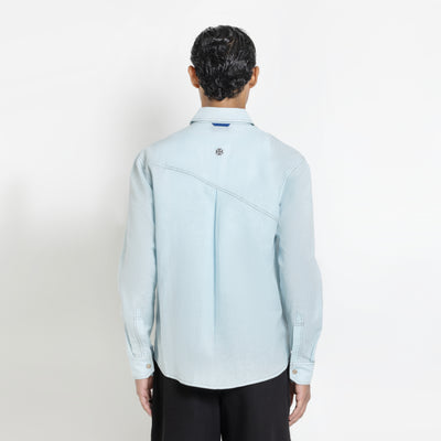 Kara - Saddle-stitch Shirt - Powder Blue For Men