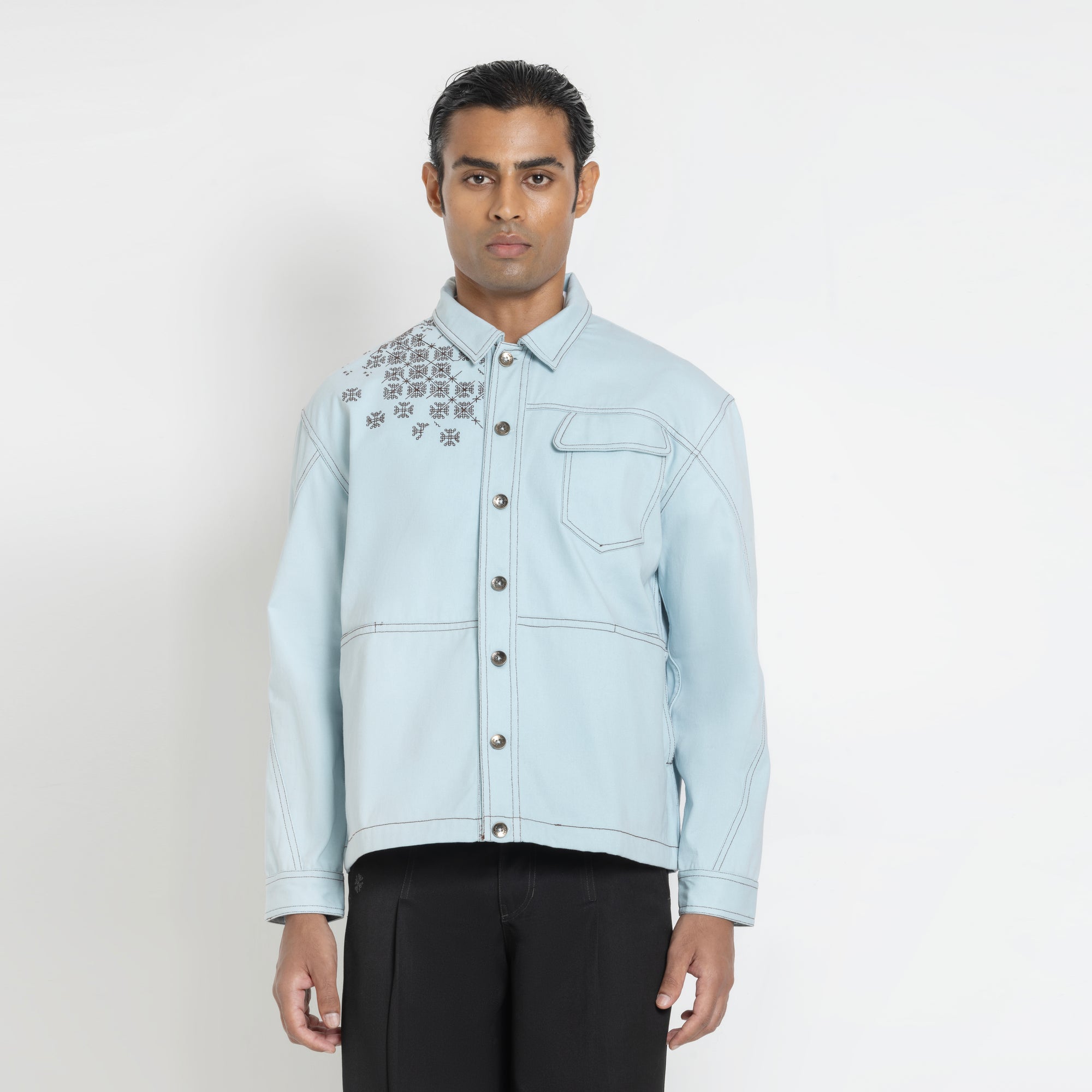 Kara - Utility Shacket - Powder Blue (Unisex)
