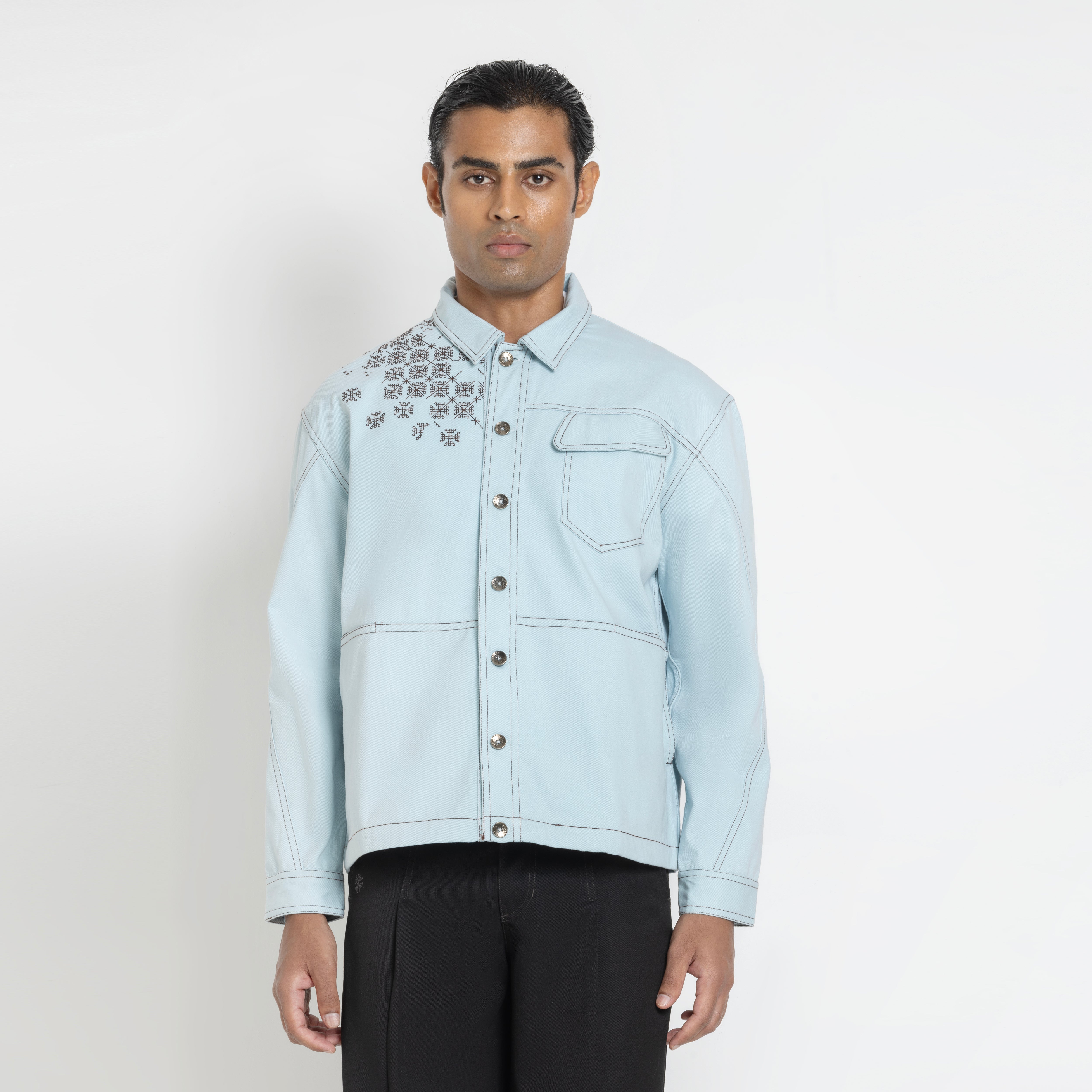 Kara - Utility Shacket - Powder Blue (Unisex)