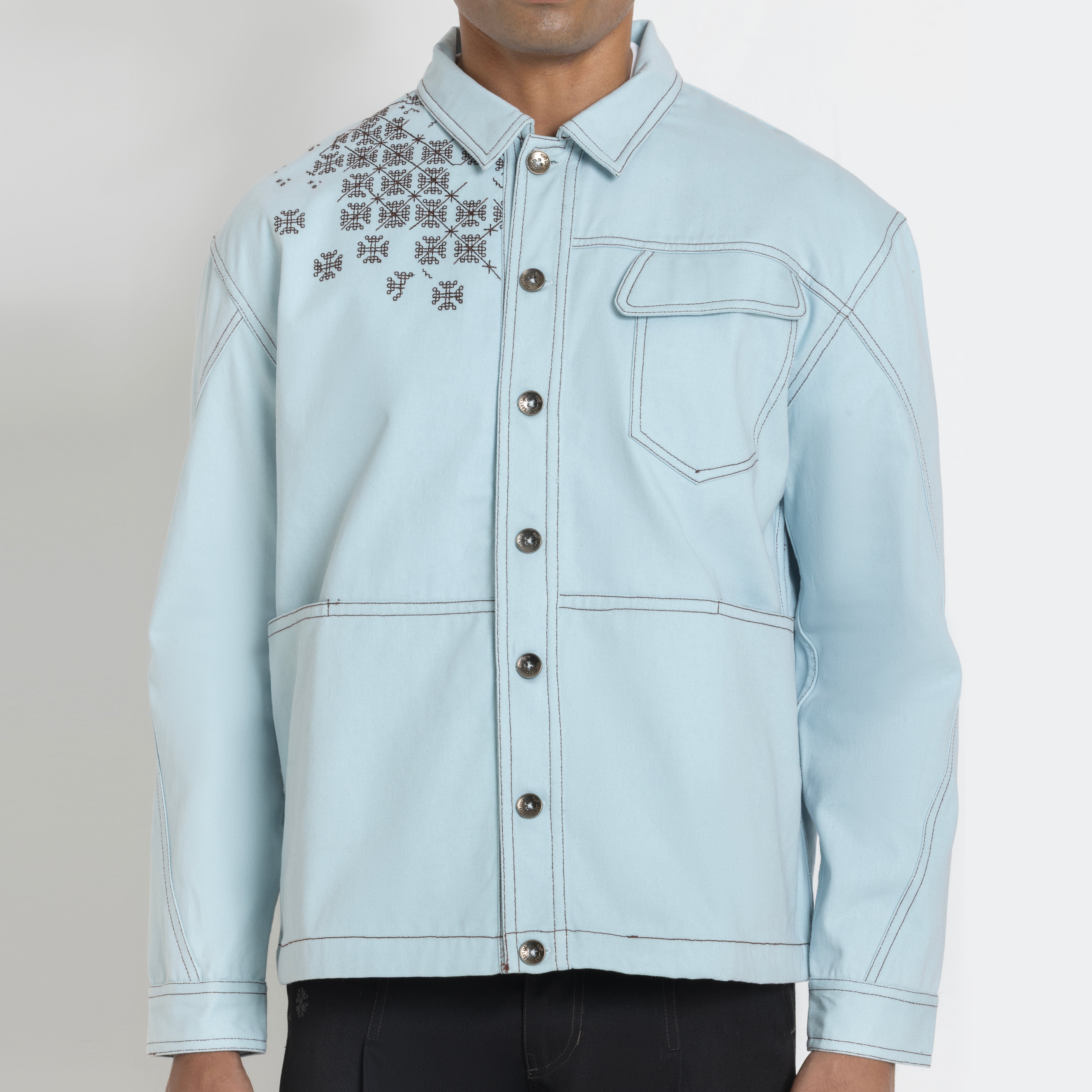 Kara - Utility Shacket - Powder Blue (Unisex)