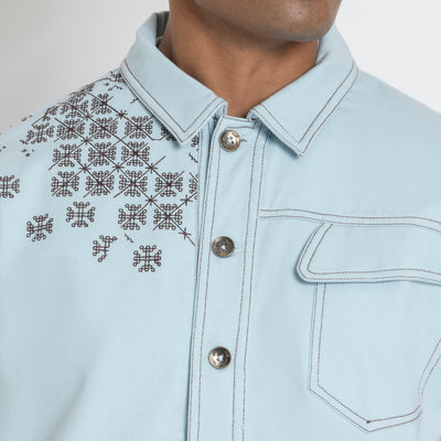 Kara - Utility Shacket - Powder Blue (Unisex)