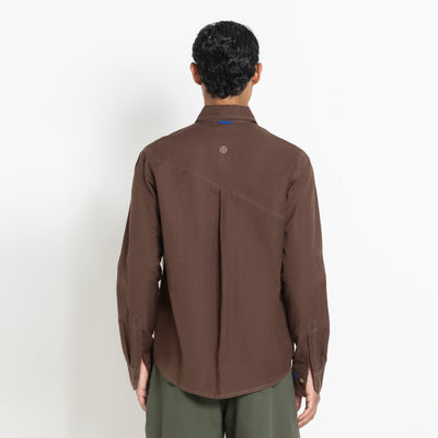 Kara - Saddle-stitch Shirt - Dark Brown For Men